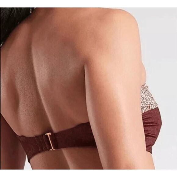 Athleta XS NWT Aqualuxe Batik Bandeau Bikini Top burgundy - Picture 3 of 9